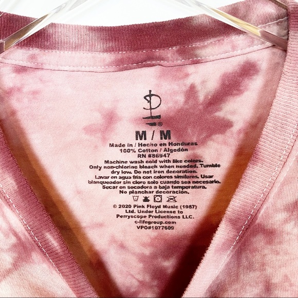 Pink Floyd Tie Dye Cropped Graphic Tee Pink M/XL - Picture 3 of 4